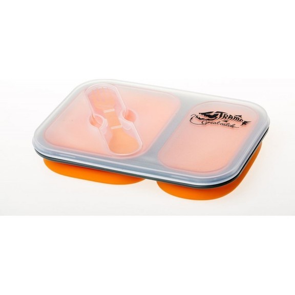 Контейнер силиконовый на 2 отсека с ловилкой Tramp (900ml) 