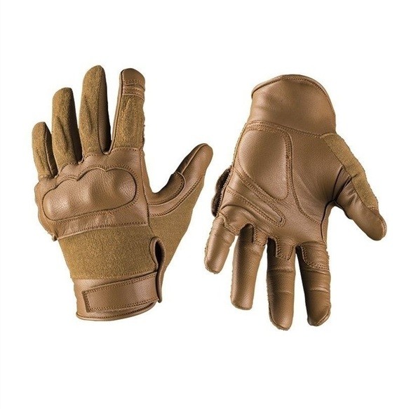 Кожаные тактические перчатки с кевларовыми вставками Mil-Tec