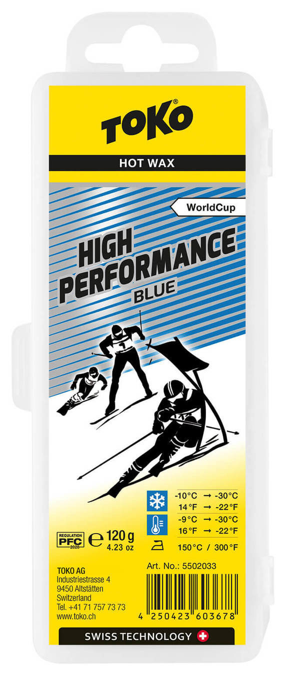 Воск с высоким содержанием фтора Toko High Performance blue 120 g