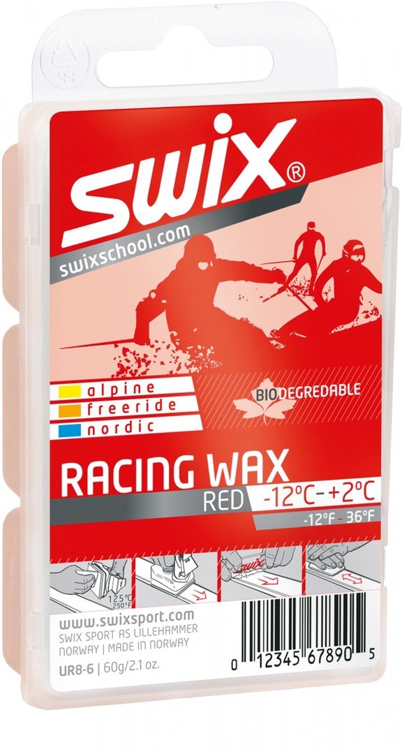 Универсальный парафин Swix UR8 Red Bio Racing Wax 60g