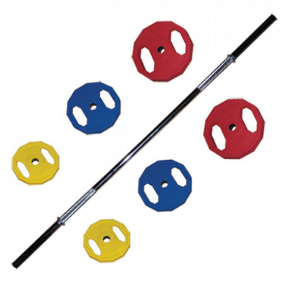 Штанга для аэробики  FOREMAN (гриф, 3 пары обрезин. блинов) без замков