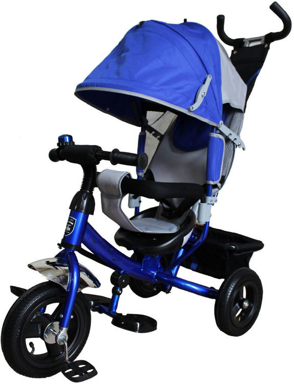 Велосипед детский трехколесный с надувными колесами  Mini Trike RAINBOW сине-серый 2016