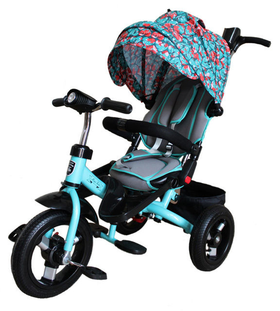 Велосипед детский трехколесный с надувными колесами  Mini Trike TRANSFORMER бирюзовый 2016
