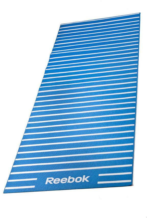 Коврик для йоги Reebok 0,4 см с бело-синими полосами
