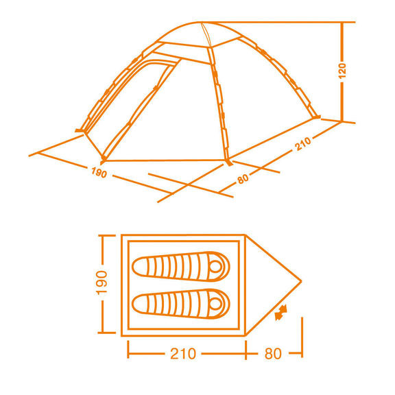 Палатка двухместная КЕМПИНГ Touring 2 easy click