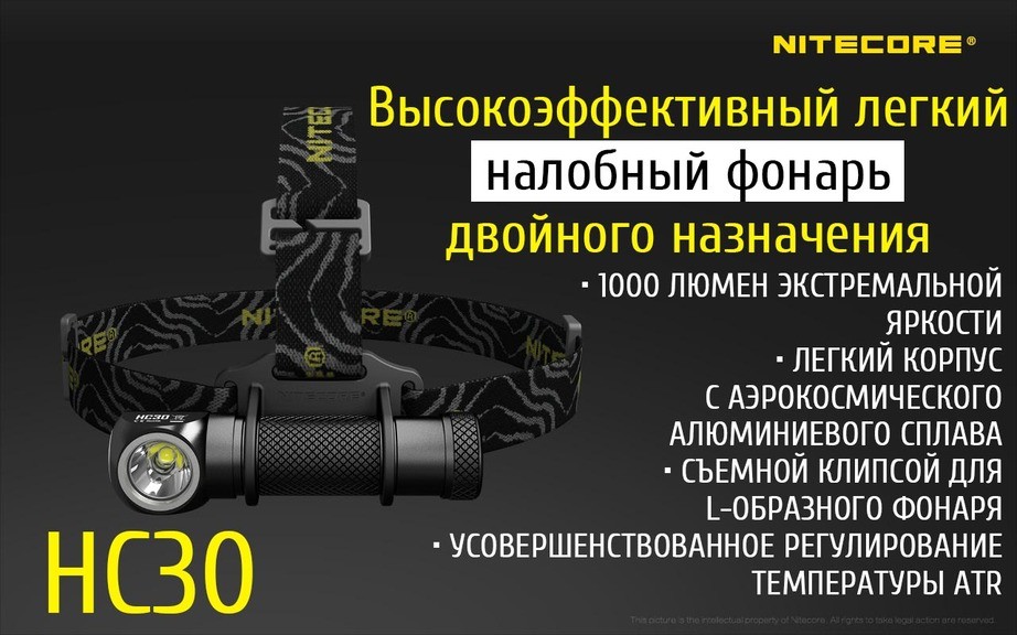 Ліхтар налобний Nitecore HC30