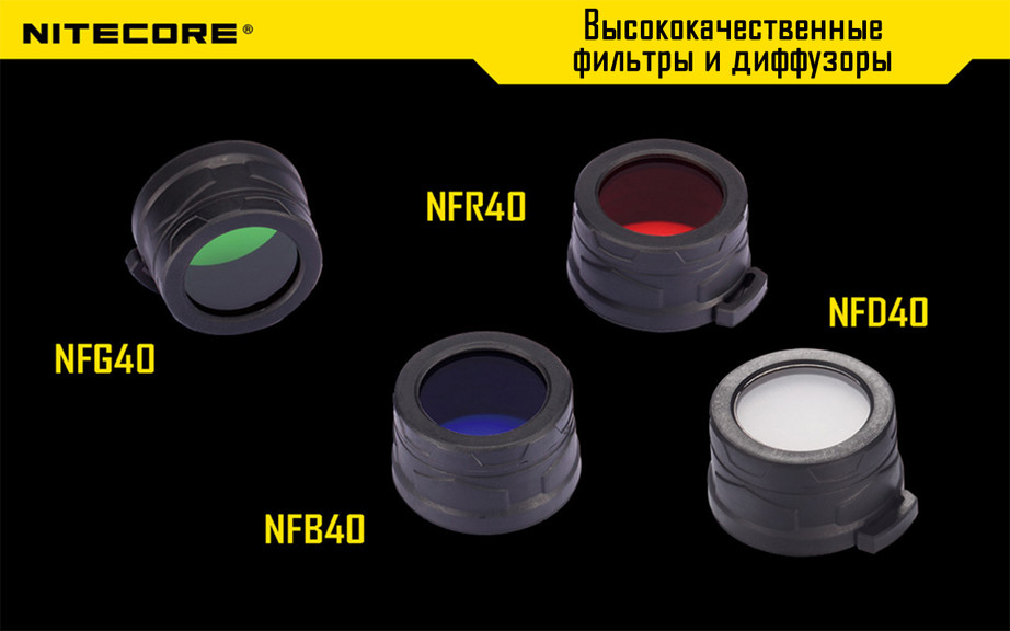 Цветные ударопрочные фильтры Nitecore NF40