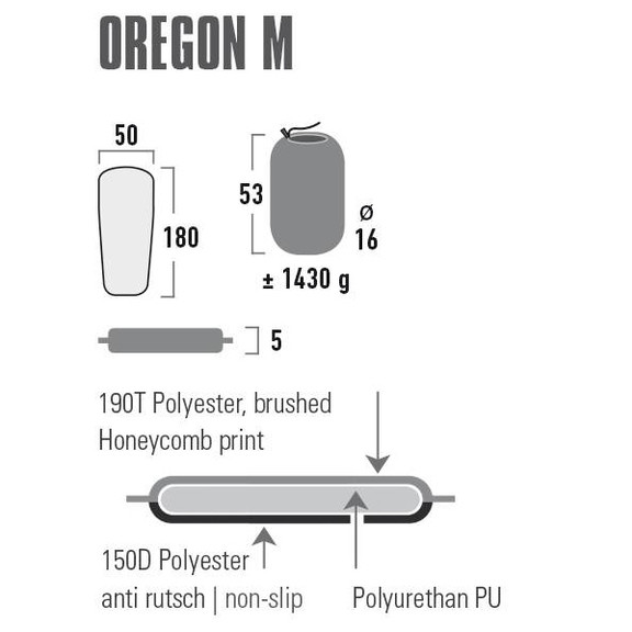 Коврик туристический High Peak Self Inflating Mat Oregon M 5 cm
