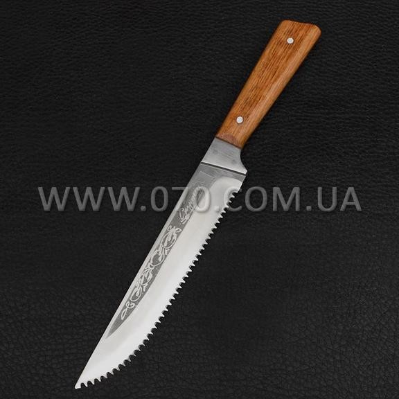 Нож кухонный, бытовой Спутник (270х28x1.5 мм), с притыном и пилой