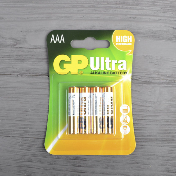 Батарейка щелочная Alkaaline AAA Ultra (24AU-U4, LR03, AUP) GP 1.5V (4 шт., блистер)