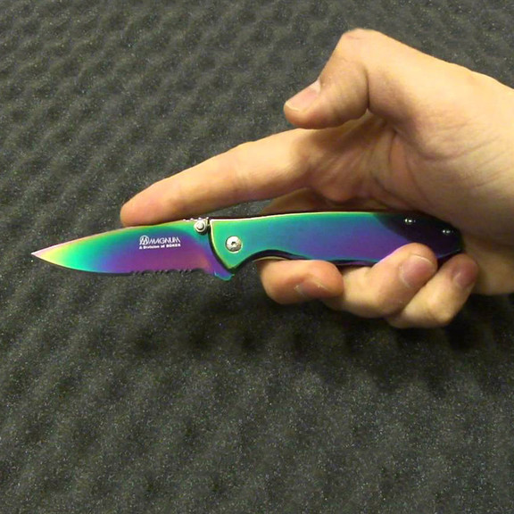 Нож складной Boker Magnum Rainbow II полусеррейтор, титан