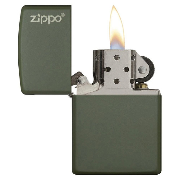 Зажигалка Zippo Green Matte with Logo, 221ZL