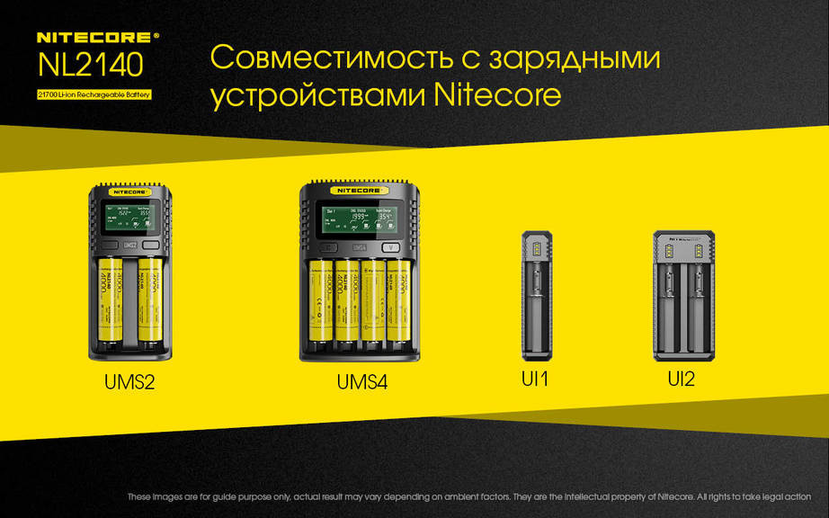 Аккумулятор литиевый Li-Ion 21700 Nitecore NL2140 3.6V (4000mAh) защищенный