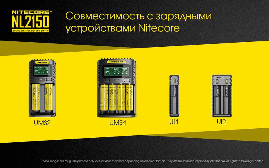 Аккумулятор литиевый Li-Ion 21700 Nitecore NL2150 3.6V (5000mAh) защищенный