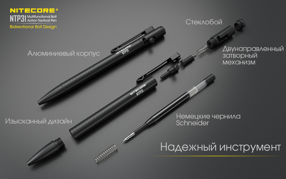 Тактическая ручка Nitecore NTP31 алюминиевая