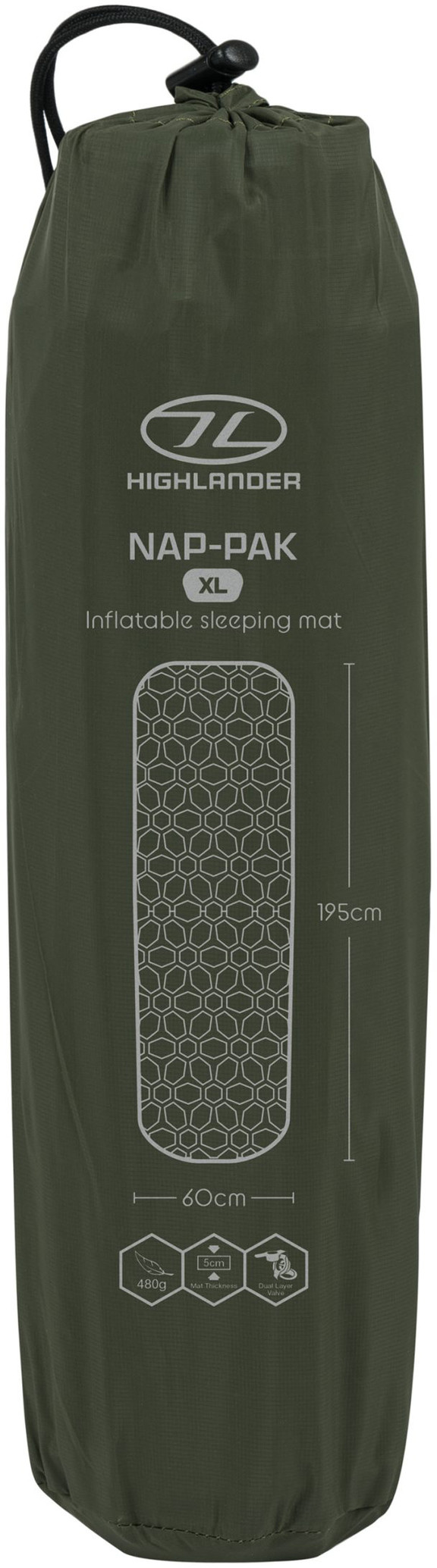 Коврик надувной Highlander Nap-Pak Inflatable Sleeping Mat XL 5 cm