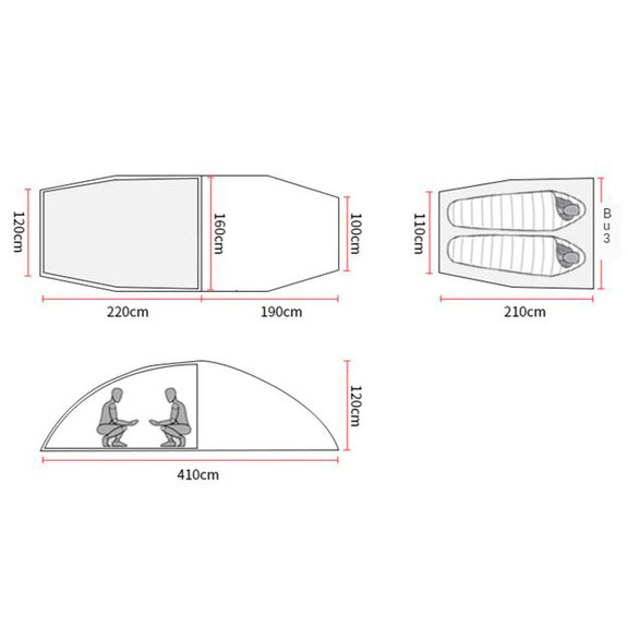 Палатка 3F Ul Gear Taihang 2 210T 3 season