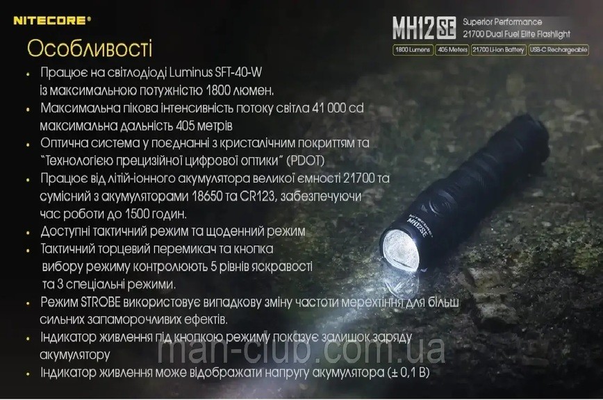 Фонарь тактический Nitecore MH12SE