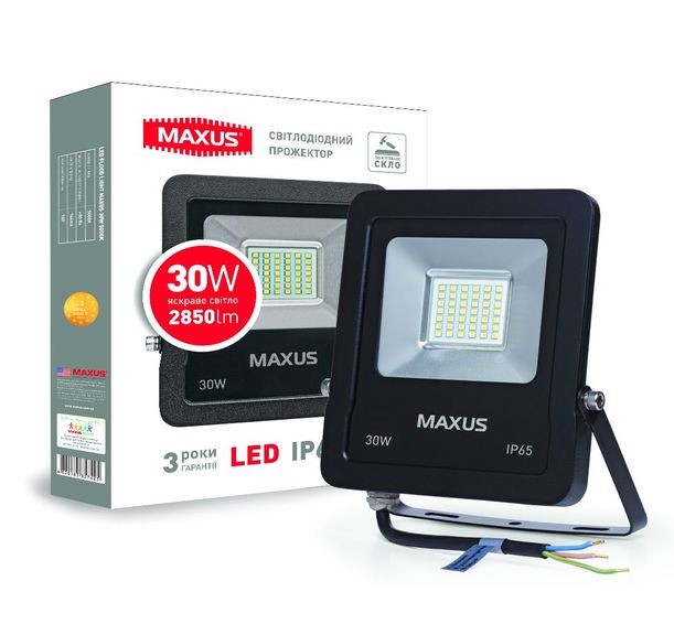 Прожектор светодиодный Maxus Flood (SMD, 5000 люмен, IP65, 5000K, 30W)